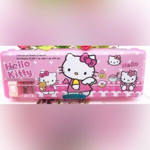 Hello Kitty Pink double sided pencil case stationary NEW